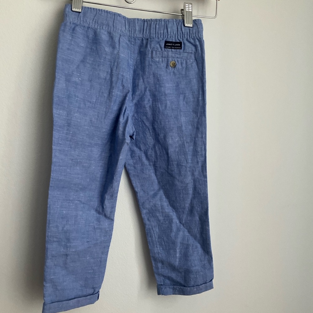 Janie and Jack Linen Blend Blue Elastic-Waist Pants - Picture 5 of 9